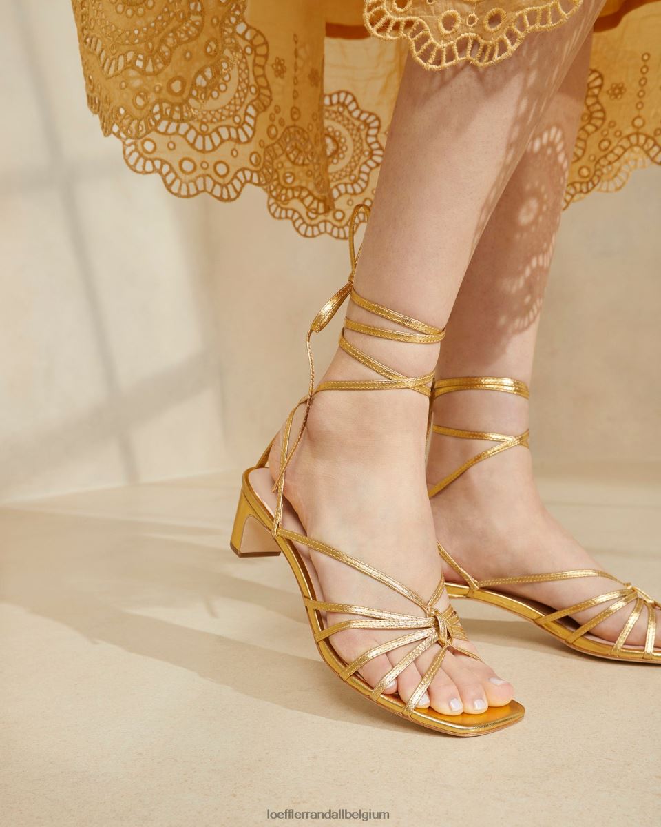 chaussures Loeffler Randall lola noeud à lacets mi-talon or femmes 04V42L85