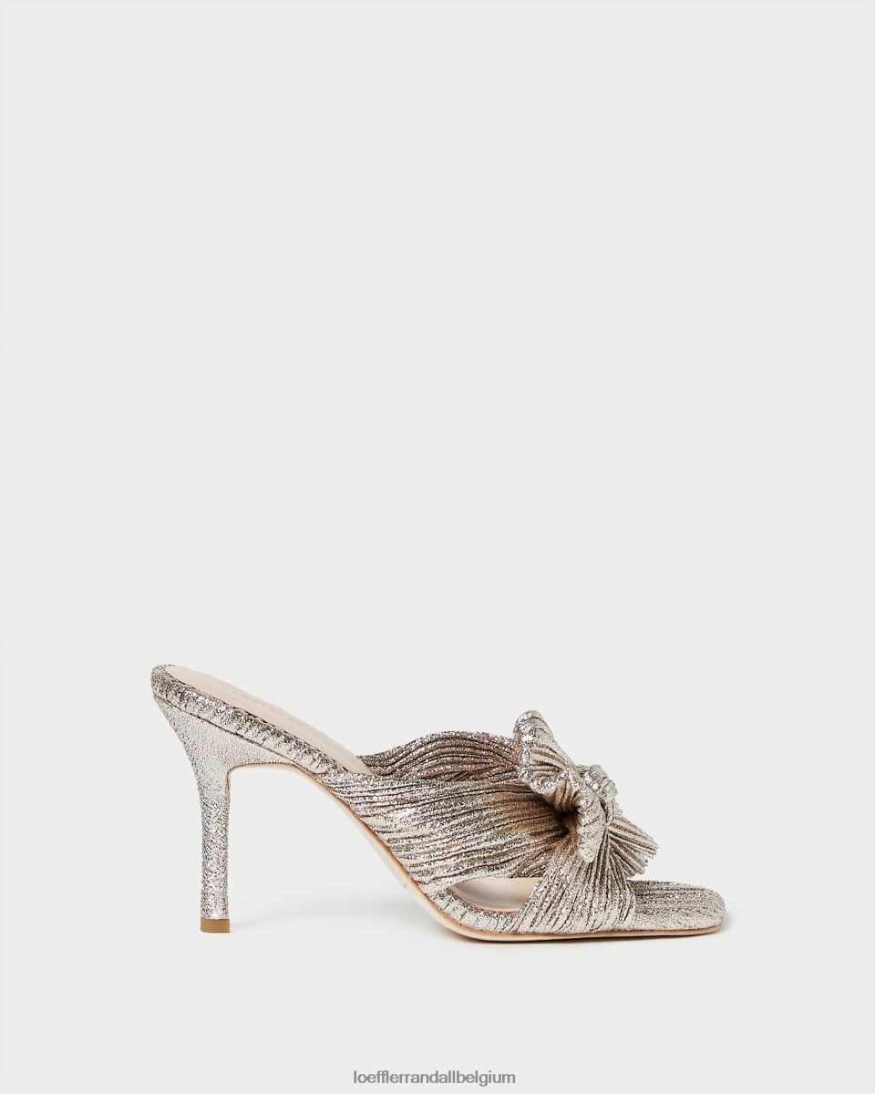 chaussures Loeffler Randall mule à nœud plissé Claudia Champagne femmes 04V42L94