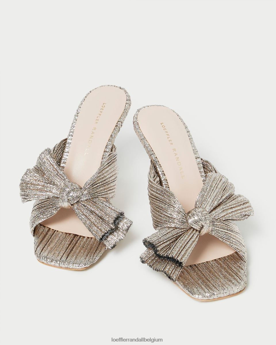 chaussures Loeffler Randall mule à nœud plissé Claudia Champagne femmes 04V42L94