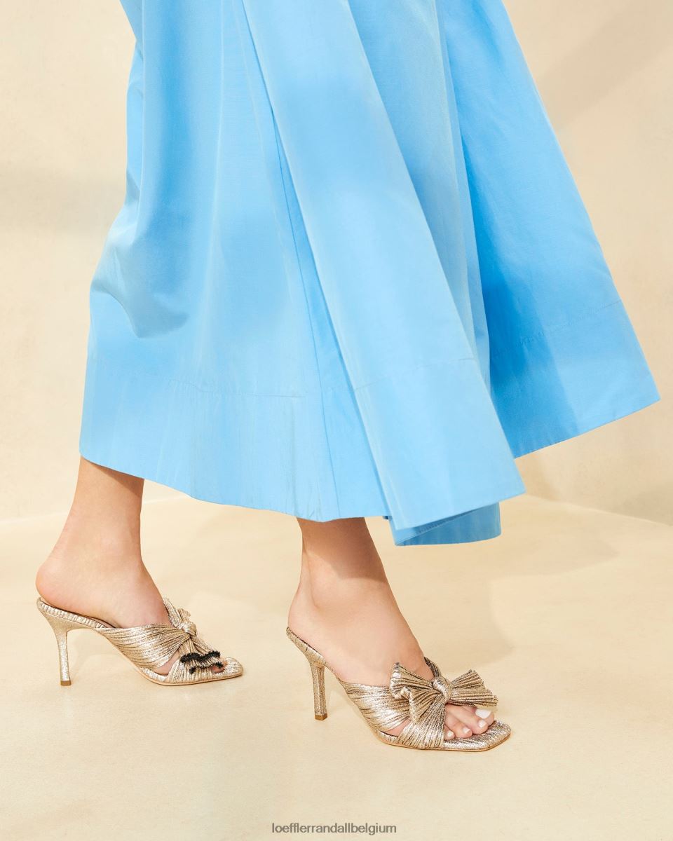 chaussures Loeffler Randall mule à nœud plissé Claudia Champagne femmes 04V42L94