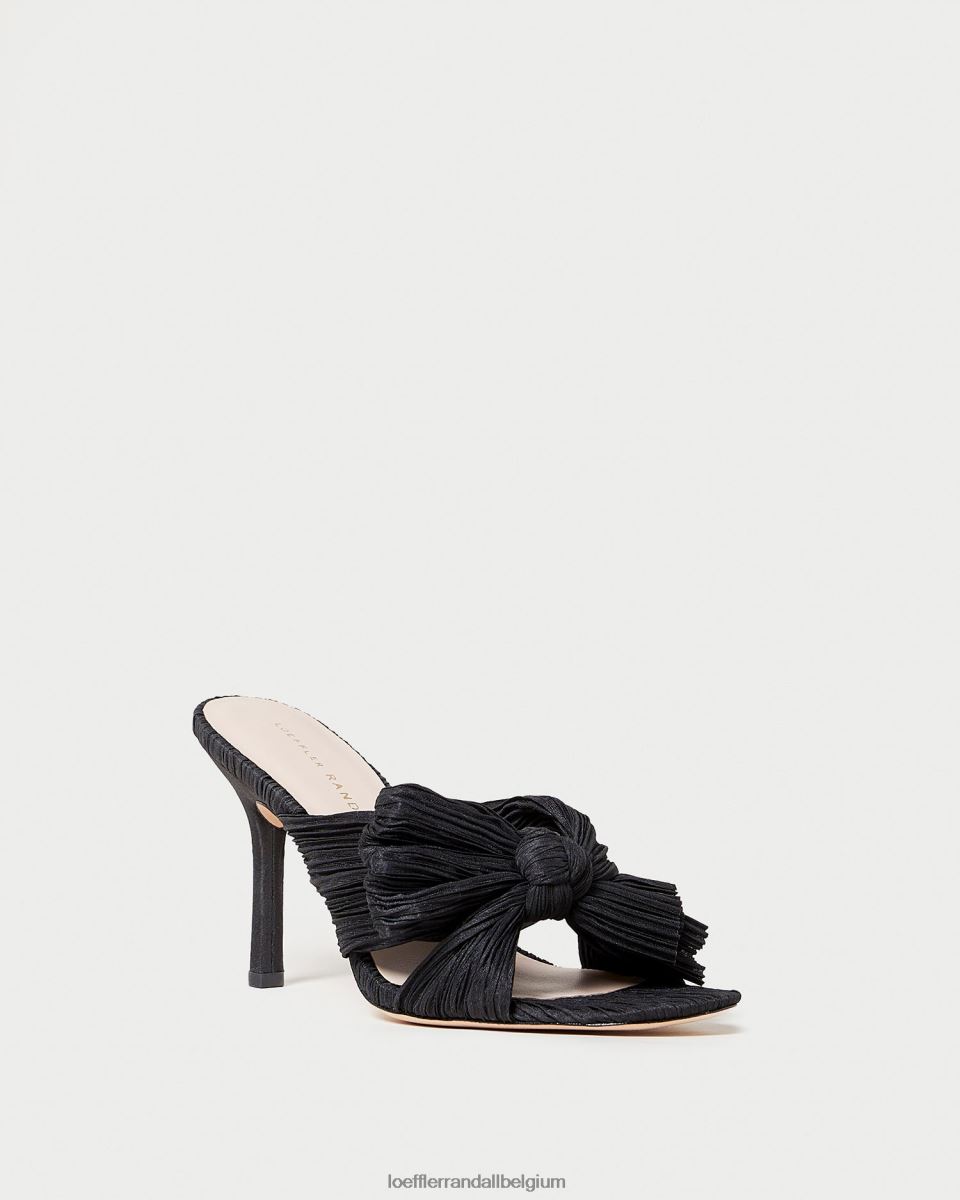chaussures Loeffler Randall mule à nœud plissé Claudia noir femmes 04V42L60