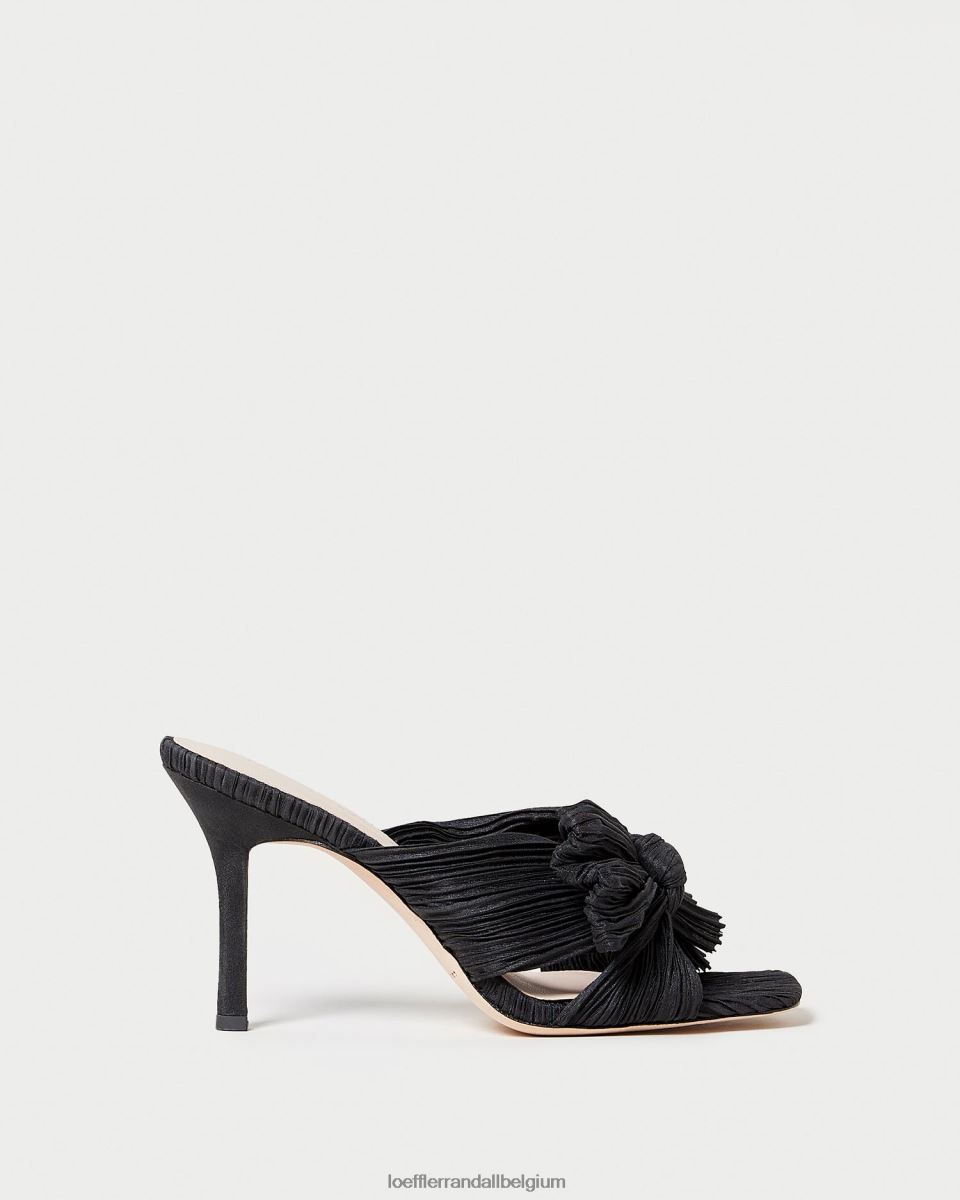 chaussures Loeffler Randall mule à nœud plissé Claudia noir femmes 04V42L60