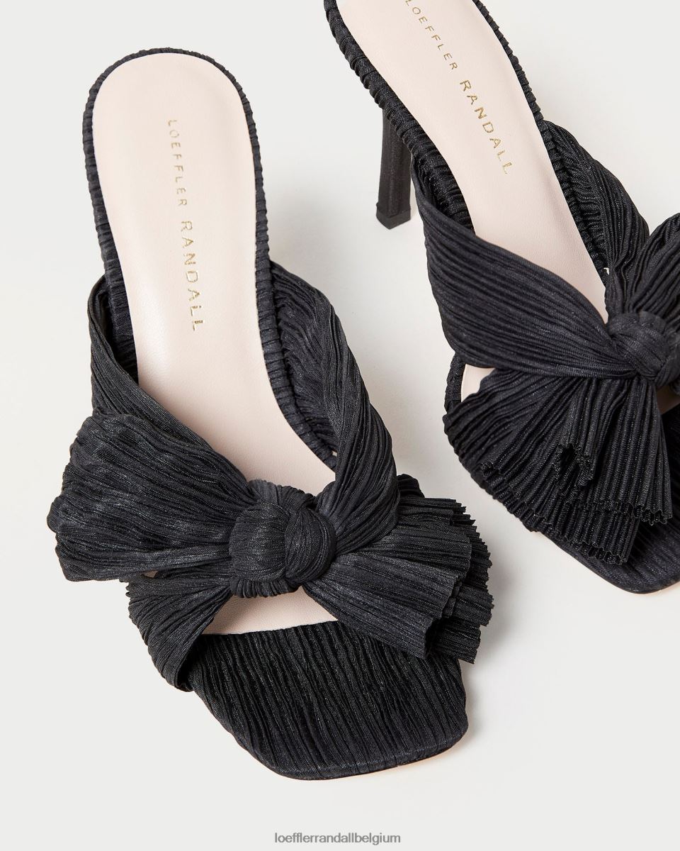 chaussures Loeffler Randall mule à nœud plissé Claudia noir femmes 04V42L60