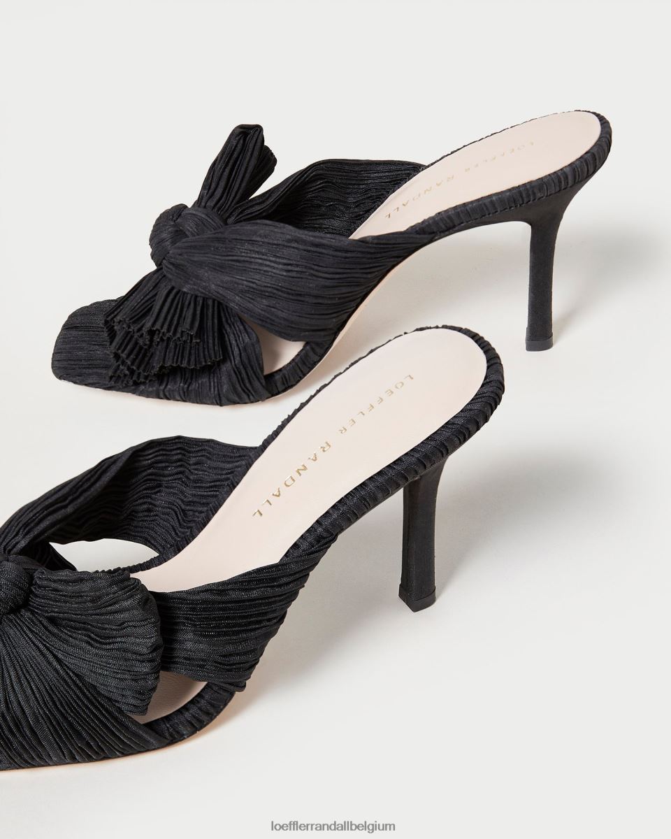 chaussures Loeffler Randall mule à nœud plissé Claudia noir femmes 04V42L60