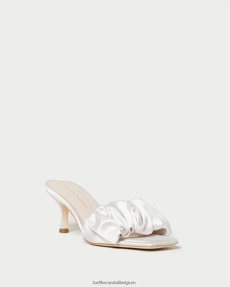 chaussures Loeffler Randall mule à petit talon bianca crème femmes 04V42L65