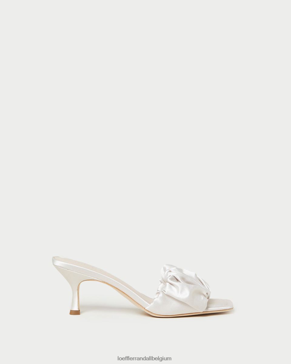 chaussures Loeffler Randall mule à petit talon bianca crème femmes 04V42L65