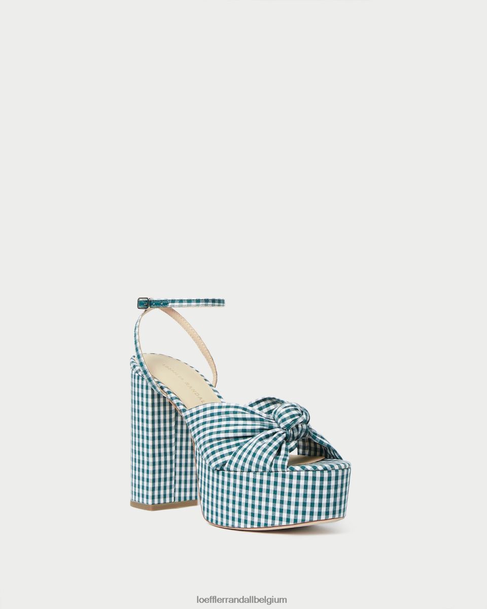 chaussures Loeffler Randall plateforme de nœuds roz mini vichy vert femmes 04V42L90