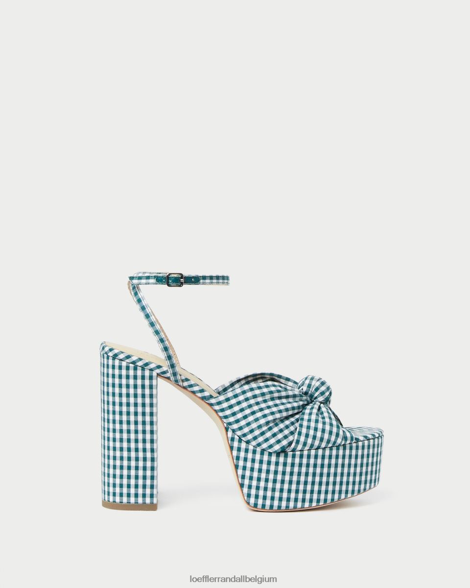 chaussures Loeffler Randall plateforme de nœuds roz mini vichy vert femmes 04V42L90