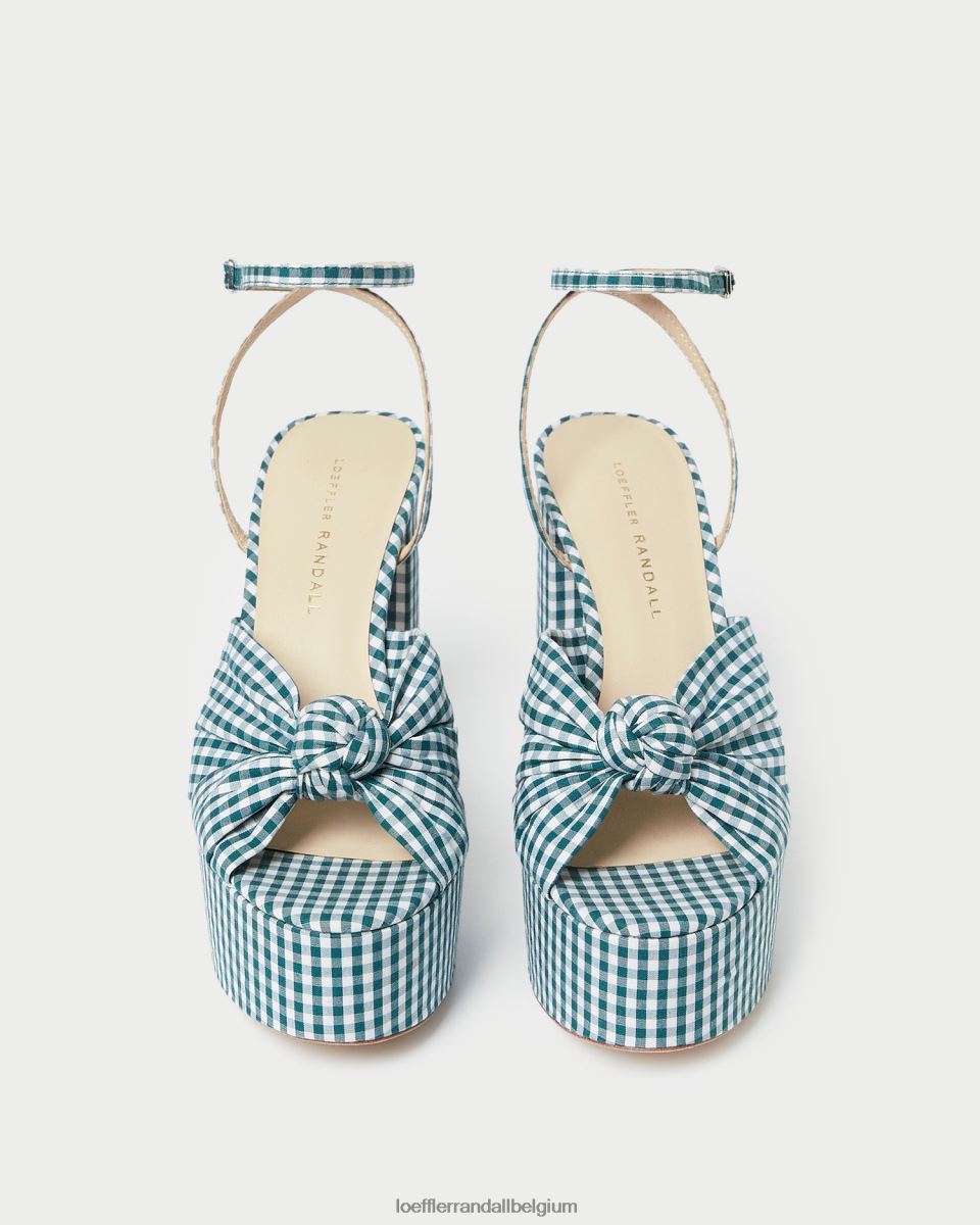 chaussures Loeffler Randall plateforme de nœuds roz mini vichy vert femmes 04V42L90