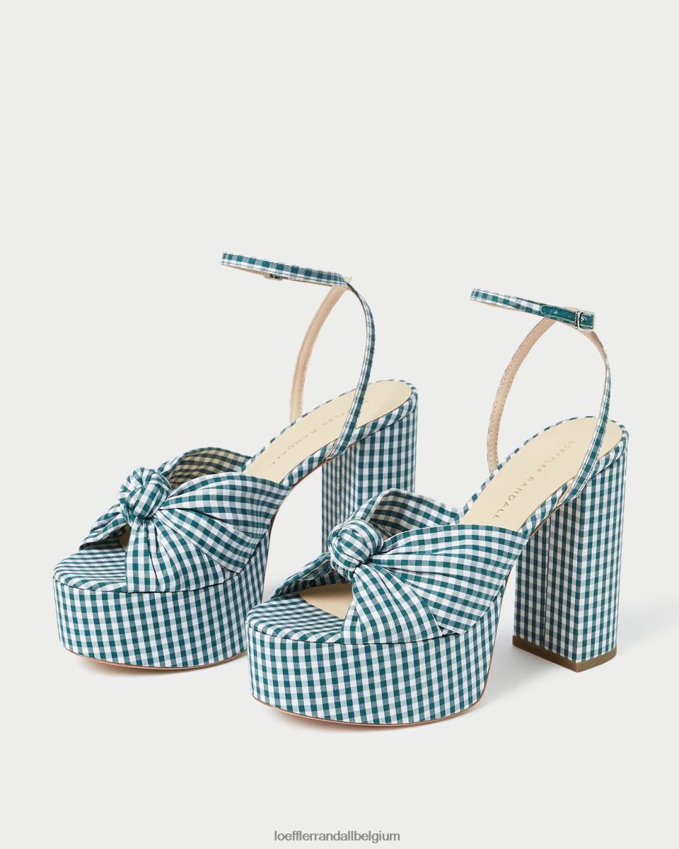 chaussures Loeffler Randall plateforme de nœuds roz mini vichy vert femmes 04V42L90