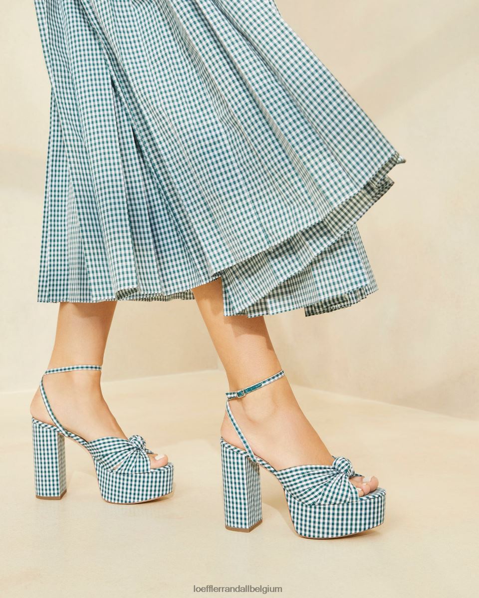 chaussures Loeffler Randall plateforme de nœuds roz mini vichy vert femmes 04V42L90