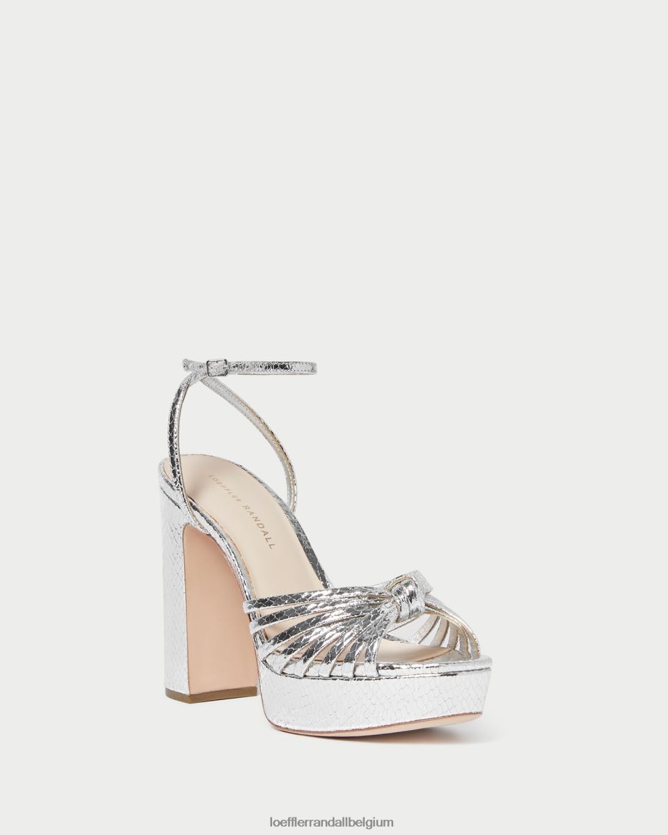 chaussures Loeffler Randall sandale à plateforme à nœud rivka argent femmes 04V42L75