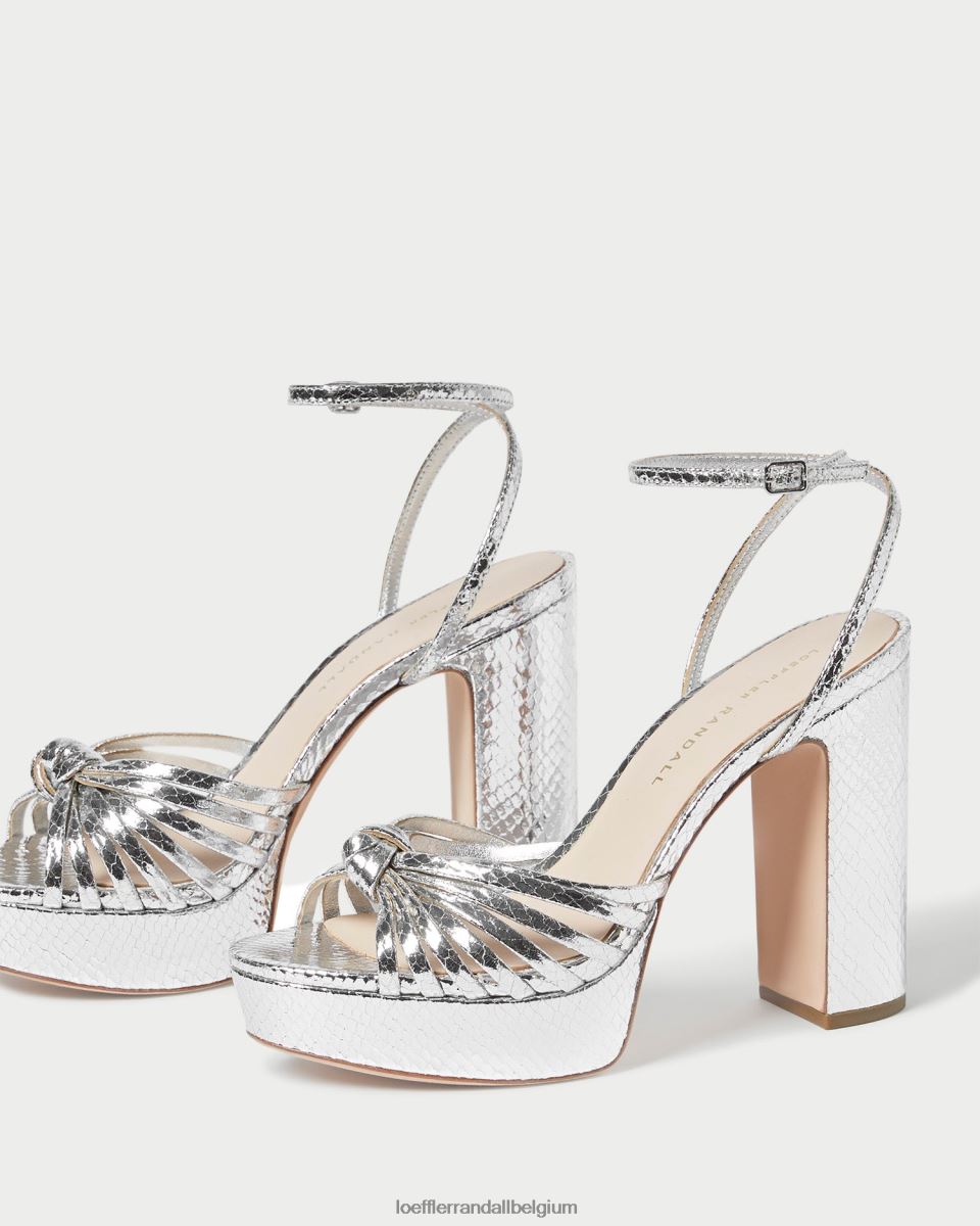 chaussures Loeffler Randall sandale à plateforme à nœud rivka argent femmes 04V42L75