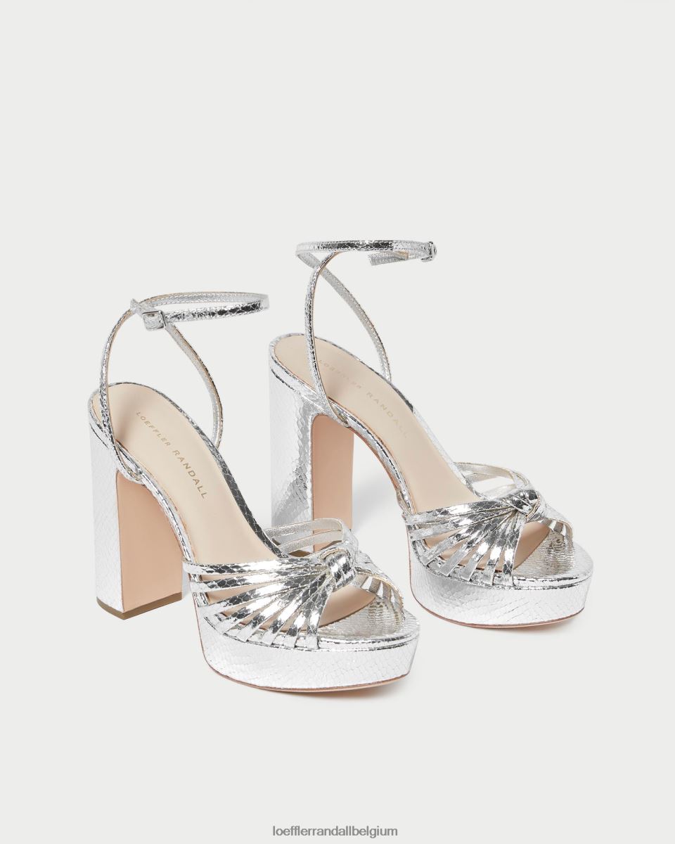 chaussures Loeffler Randall sandale à plateforme à nœud rivka argent femmes 04V42L75