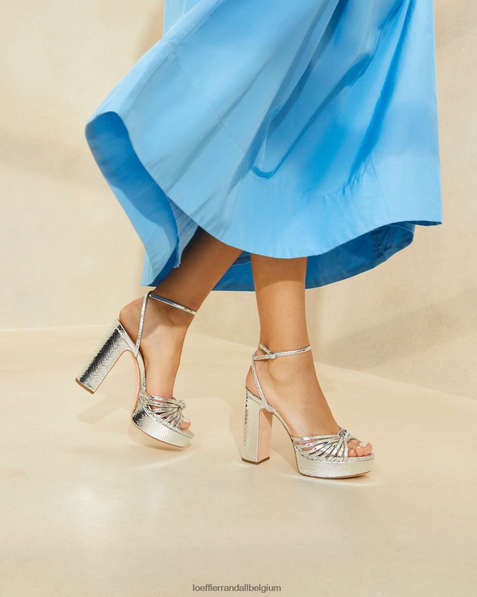 chaussures Loeffler Randall sandale à plateforme à nœud rivka argent femmes 04V42L75
