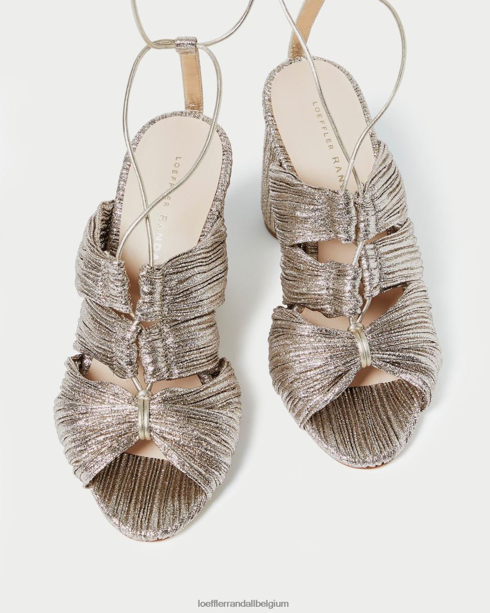 chaussures Loeffler Randall sandale plissée à lacets teresa Champagne femmes 04V42L95