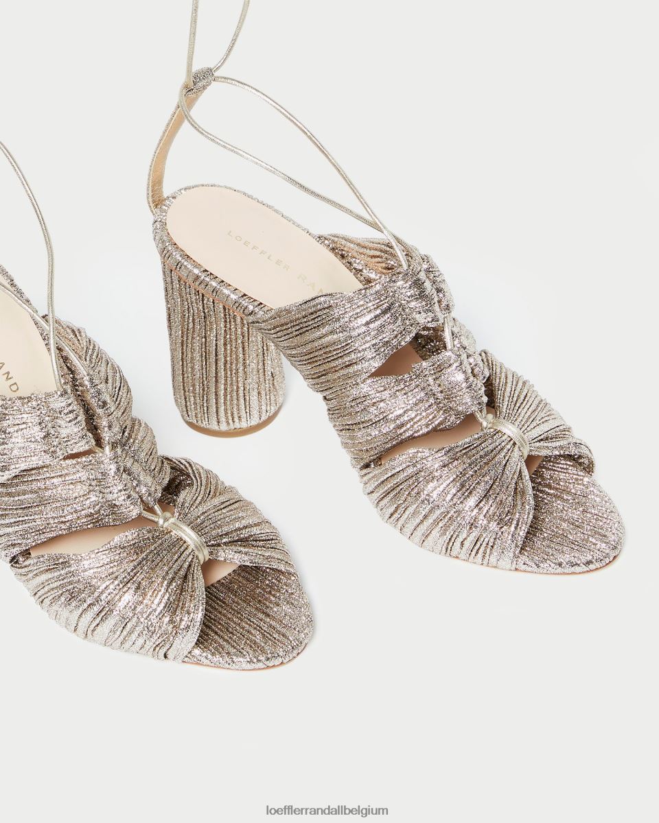 chaussures Loeffler Randall sandale plissée à lacets teresa Champagne femmes 04V42L95