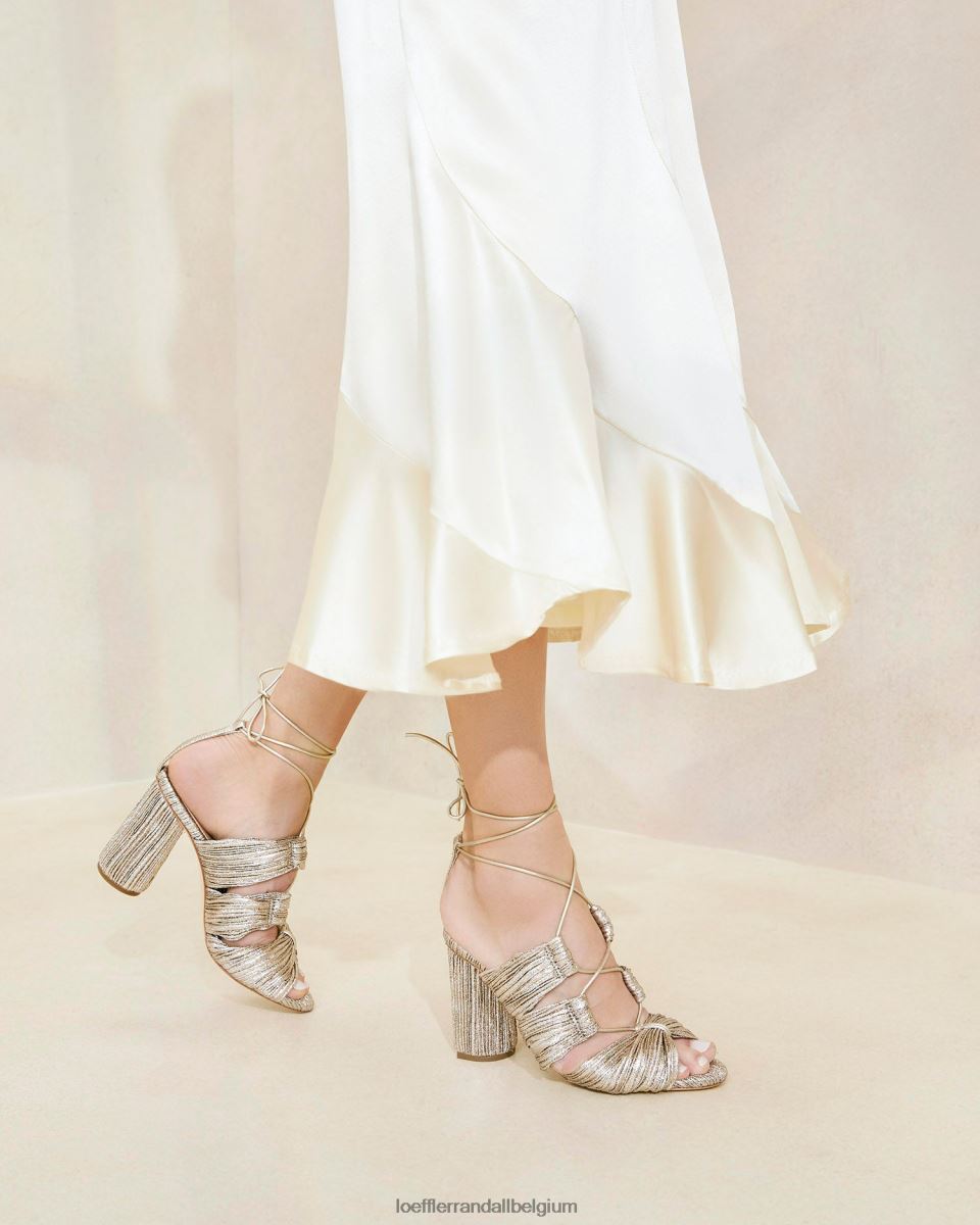 chaussures Loeffler Randall sandale plissée à lacets teresa Champagne femmes 04V42L95