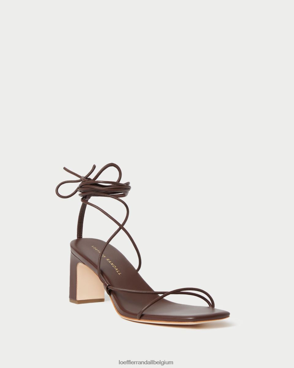 chaussures Loeffler Randall talon enroulé à la cheville cosette chocolat femmes 04V42L86
