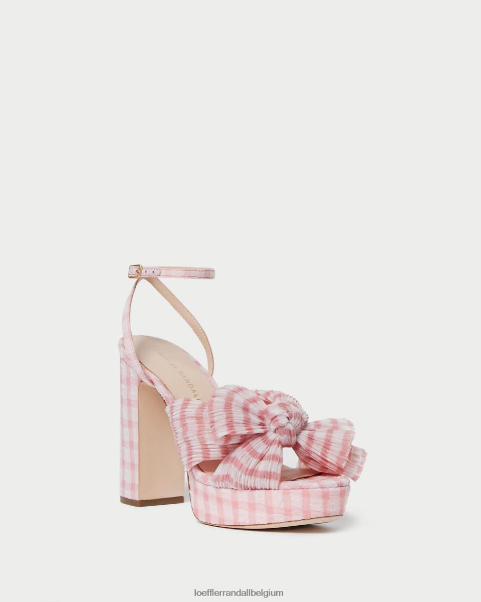 chaussures Loeffler Randall talon à nœud natalia vichy rose tendre femmes 04V42L82