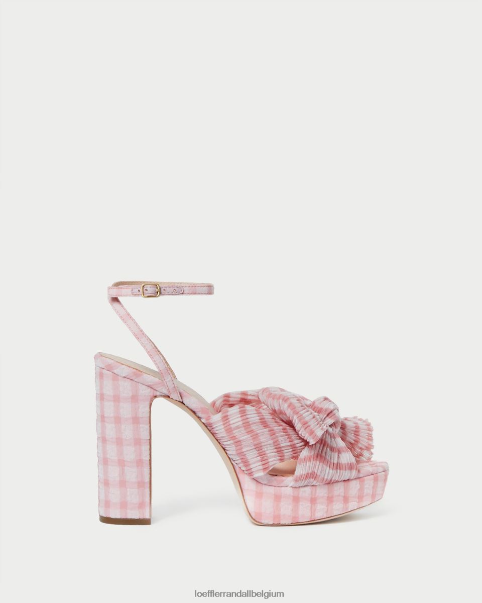 chaussures Loeffler Randall talon à nœud natalia vichy rose tendre femmes 04V42L82