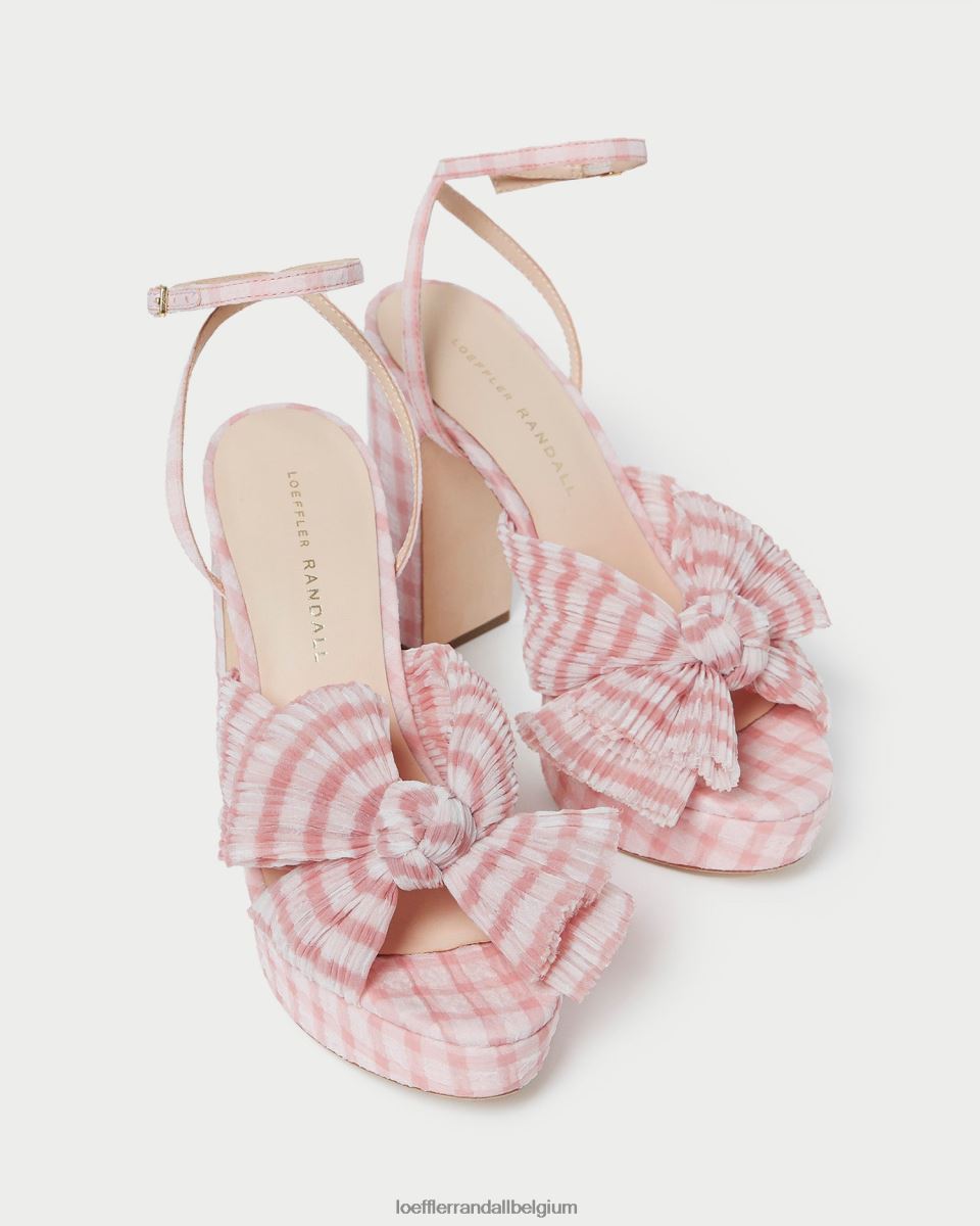 chaussures Loeffler Randall talon à nœud natalia vichy rose tendre femmes 04V42L82