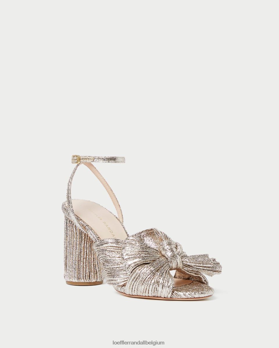 chaussures Loeffler Randall talon à nœud plissé camélia Champagne femmes 04V42L64