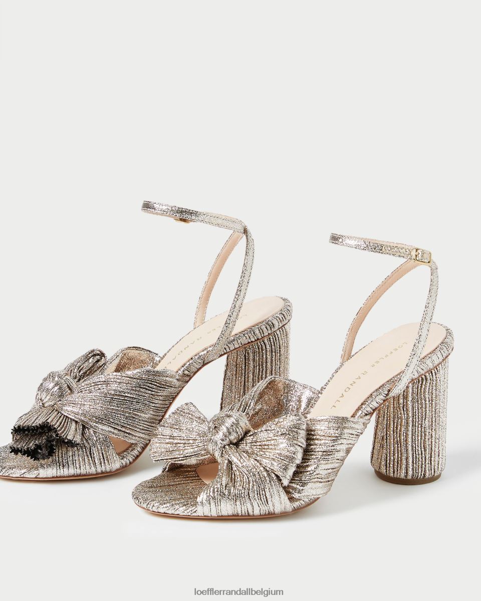 chaussures Loeffler Randall talon à nœud plissé camélia Champagne femmes 04V42L64