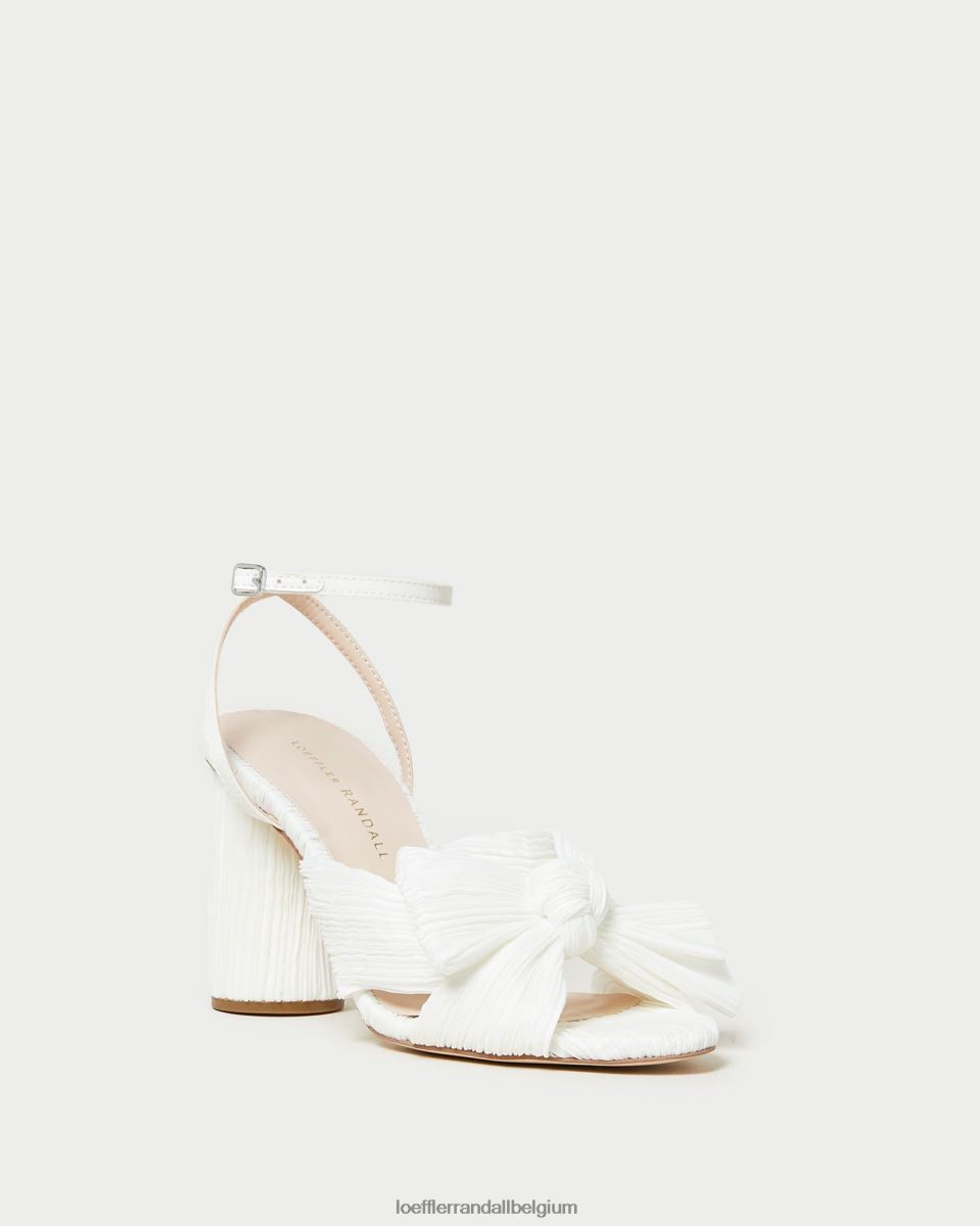chaussures Loeffler Randall talon à nœud plissé camélia blanc femmes 04V42L32