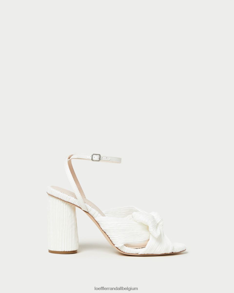 chaussures Loeffler Randall talon à nœud plissé camélia blanc femmes 04V42L32
