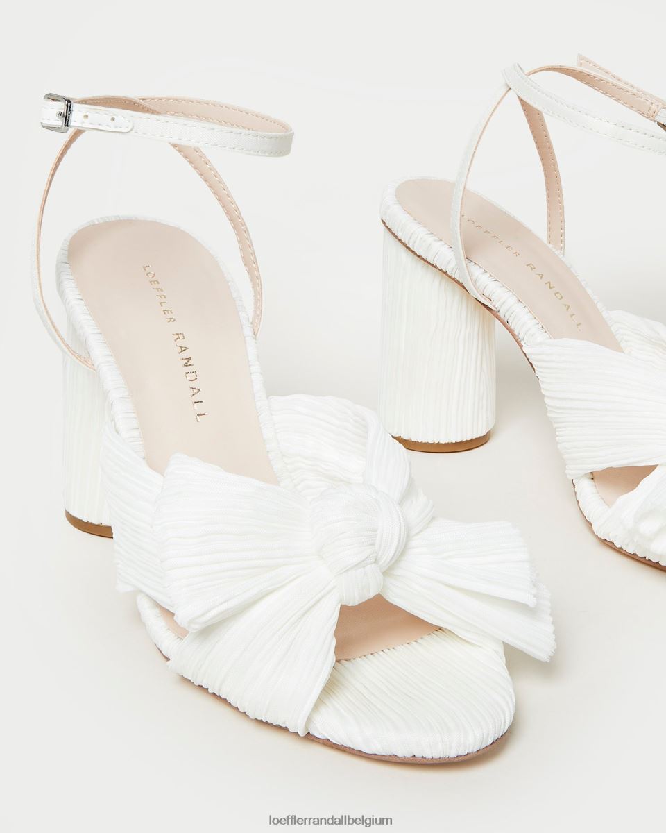 chaussures Loeffler Randall talon à nœud plissé camélia blanc femmes 04V42L32