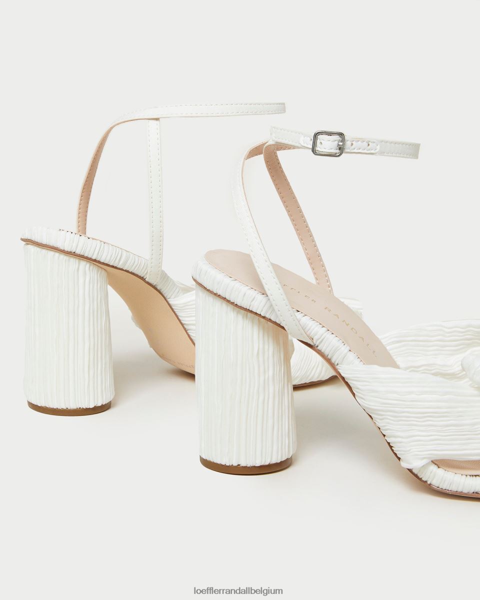 chaussures Loeffler Randall talon à nœud plissé camélia blanc femmes 04V42L32