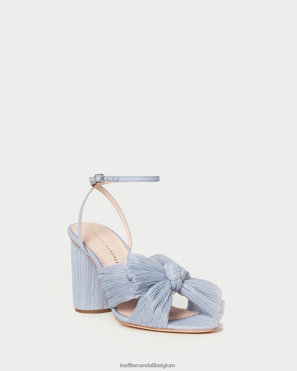 chaussures Loeffler Randall talon à nœud plissé camélia bleu femmes 04V42L7