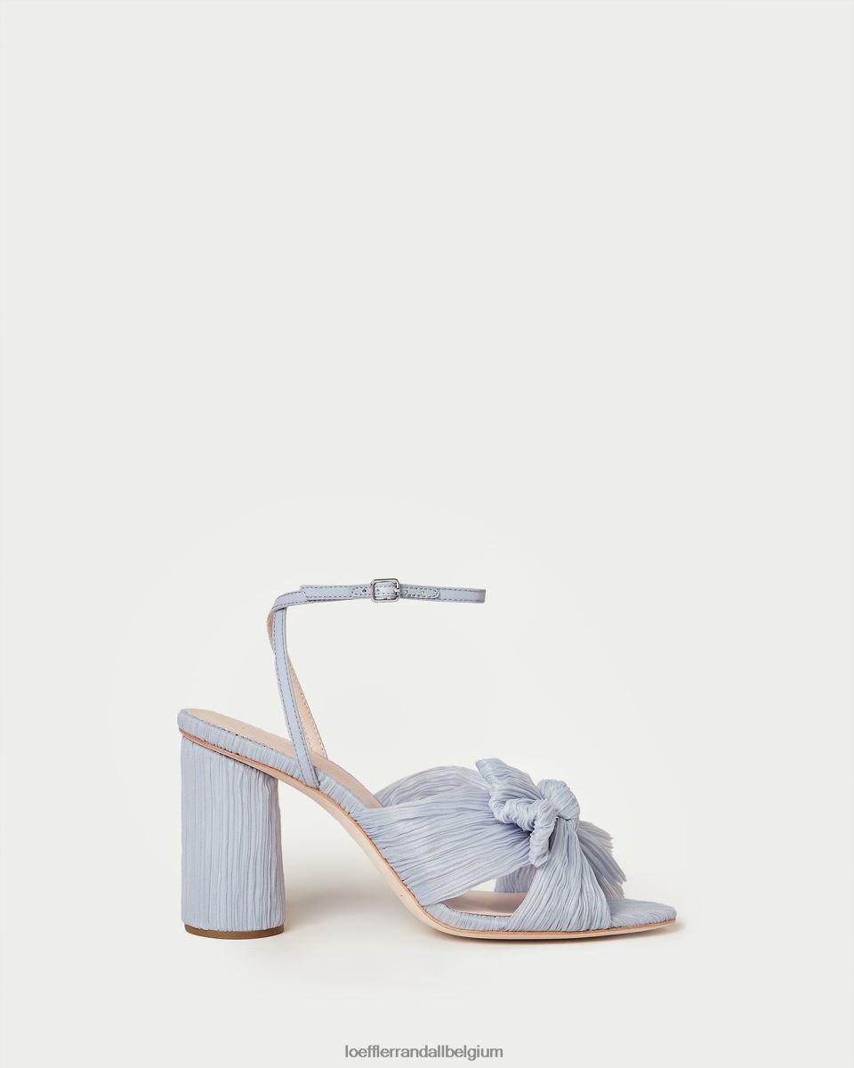 chaussures Loeffler Randall talon à nœud plissé camélia bleu femmes 04V42L7