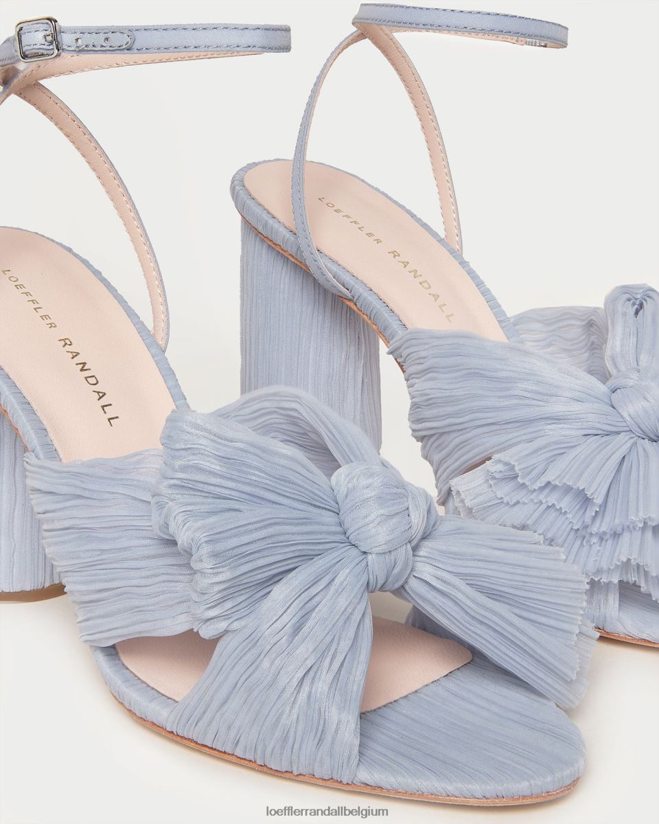 chaussures Loeffler Randall talon à nœud plissé camélia bleu femmes 04V42L7