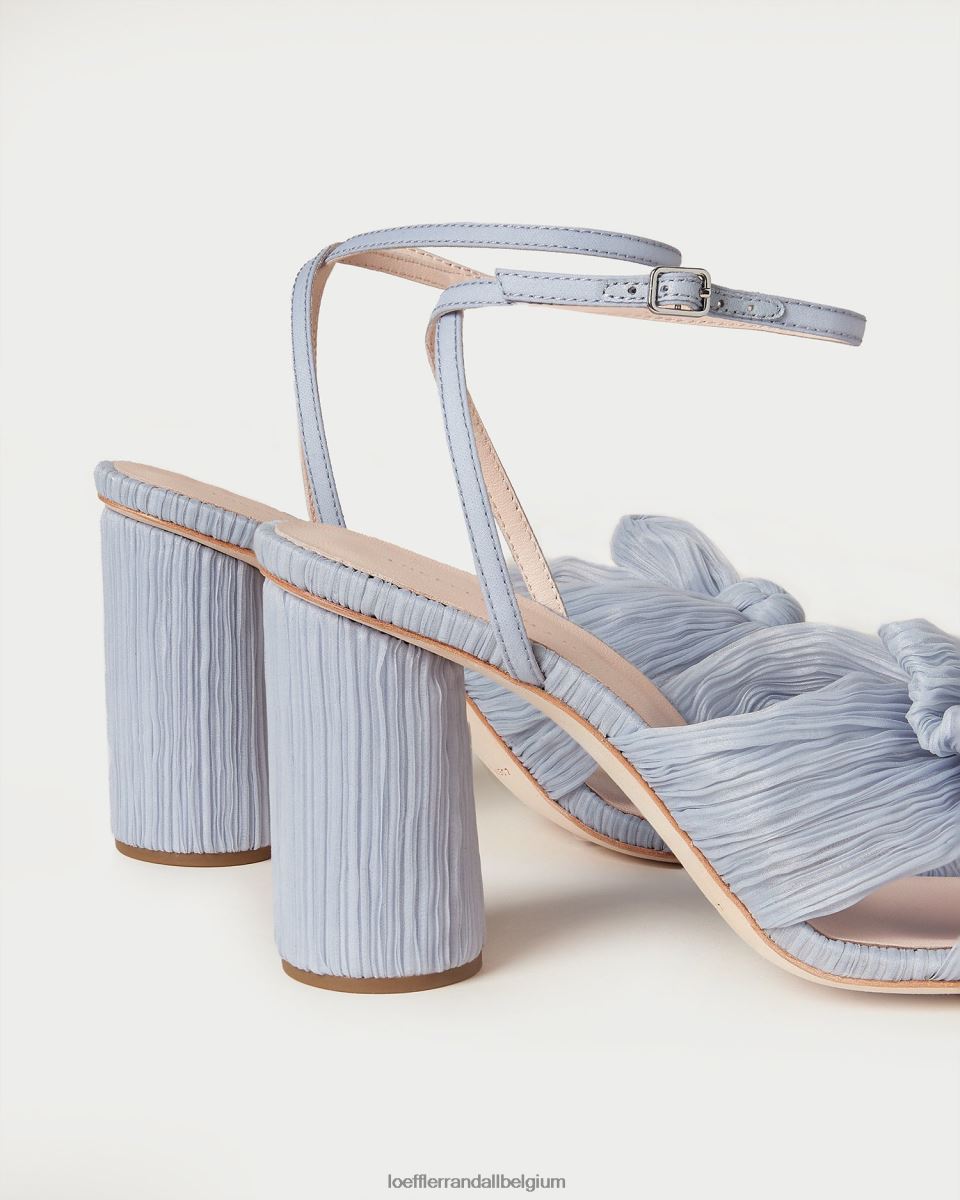 chaussures Loeffler Randall talon à nœud plissé camélia bleu femmes 04V42L7