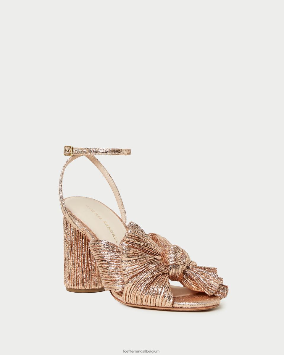 chaussures Loeffler Randall talon à nœud plissé camélia dune femmes 04V42L72