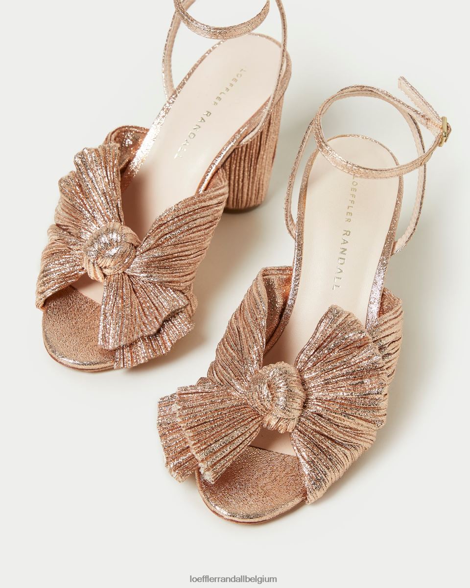 chaussures Loeffler Randall talon à nœud plissé camélia dune femmes 04V42L72