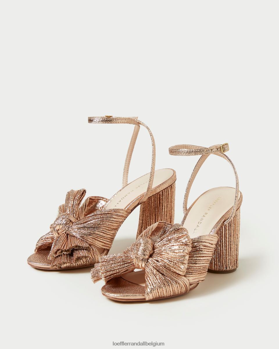 chaussures Loeffler Randall talon à nœud plissé camélia dune femmes 04V42L72