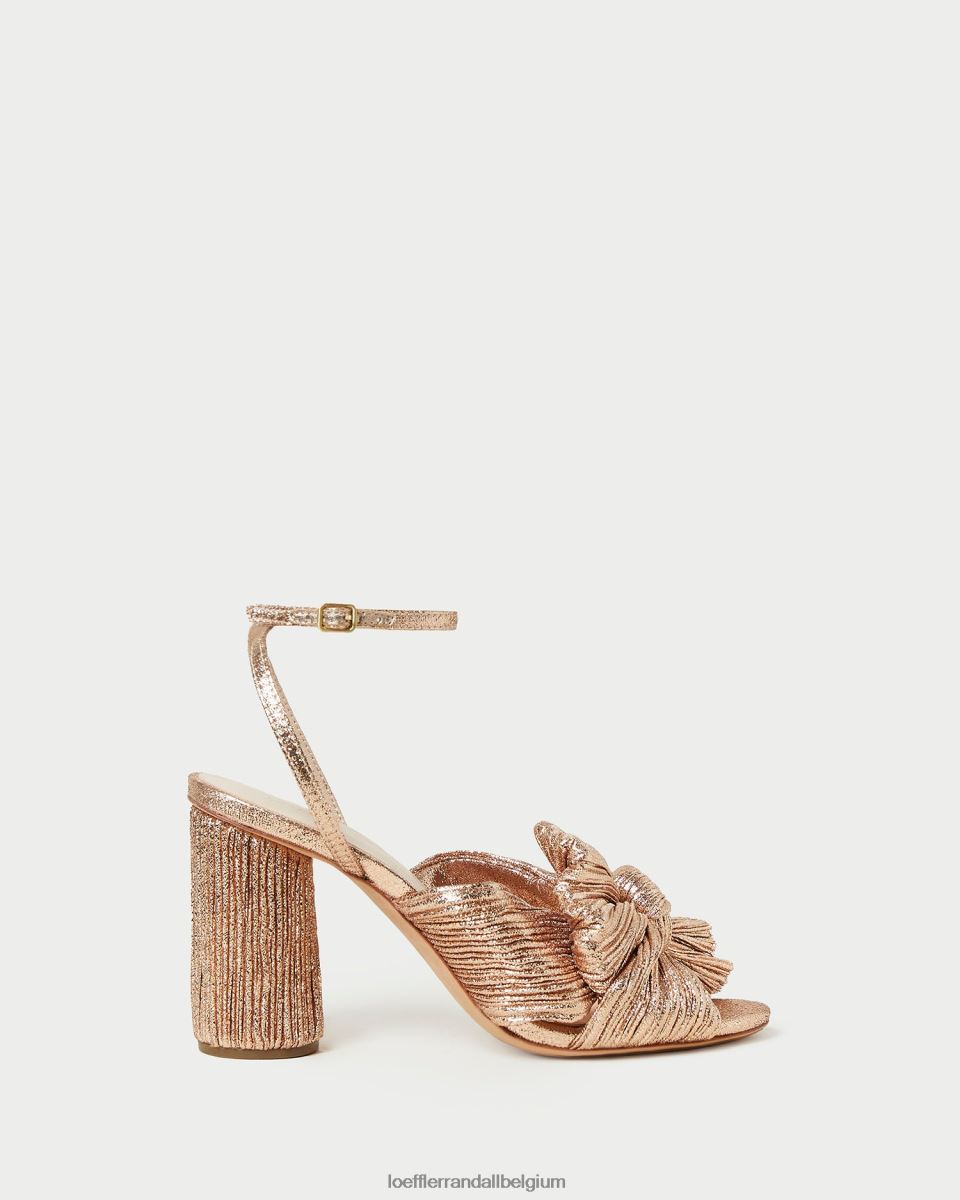 chaussures Loeffler Randall talon à nœud plissé camélia dune femmes 04V42L72