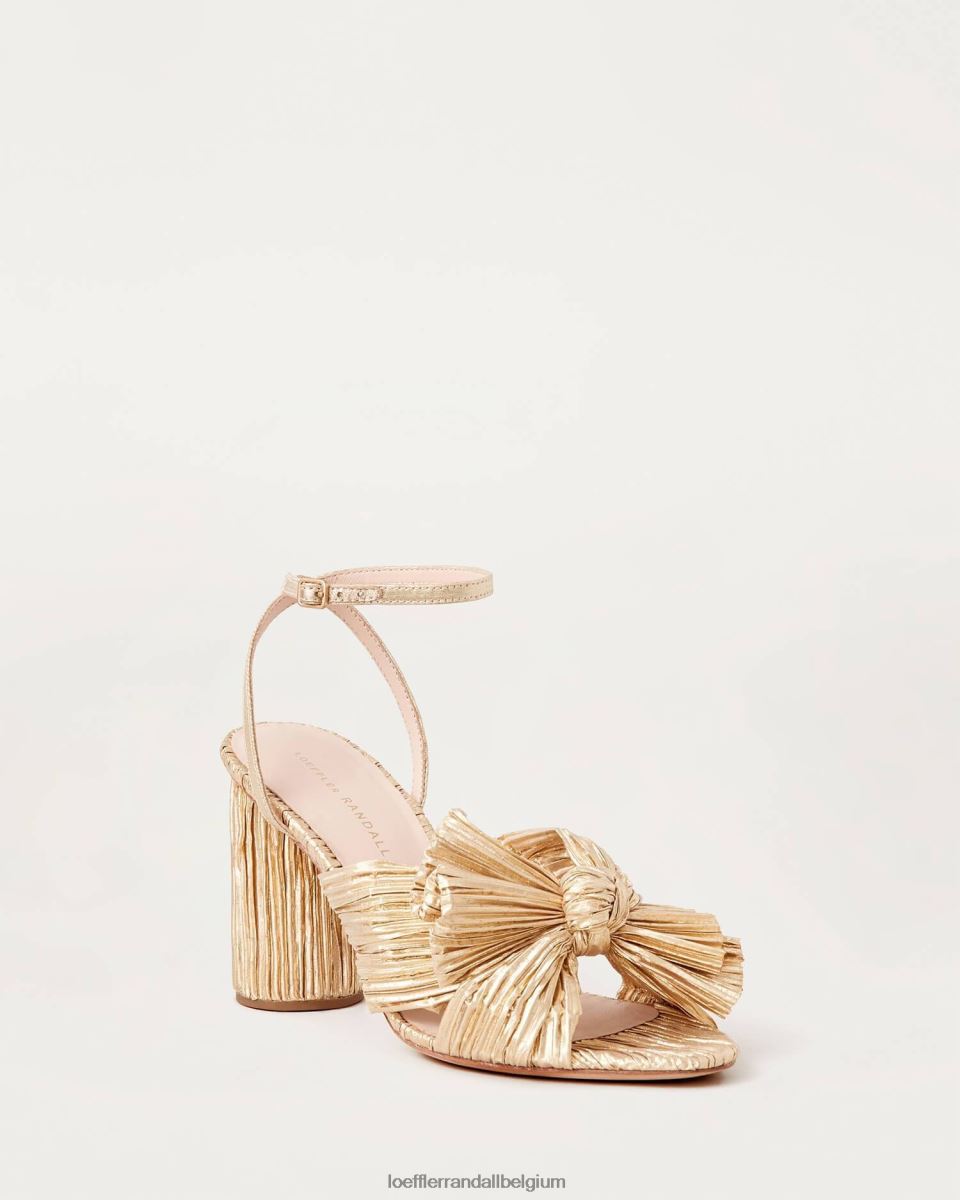 chaussures Loeffler Randall talon à nœud plissé camélia or femmes 04V42L5
