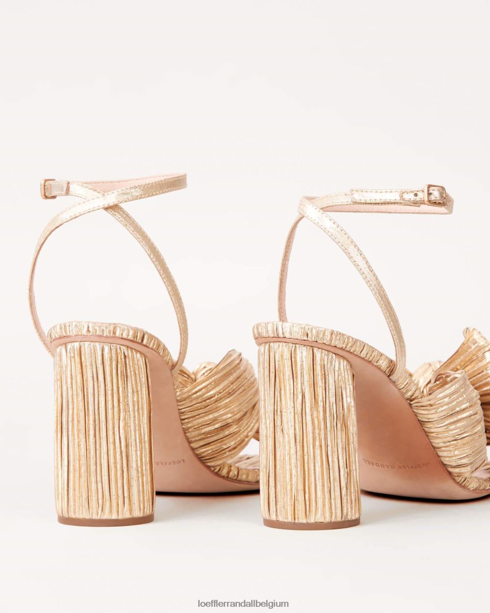chaussures Loeffler Randall talon à nœud plissé camélia or femmes 04V42L5