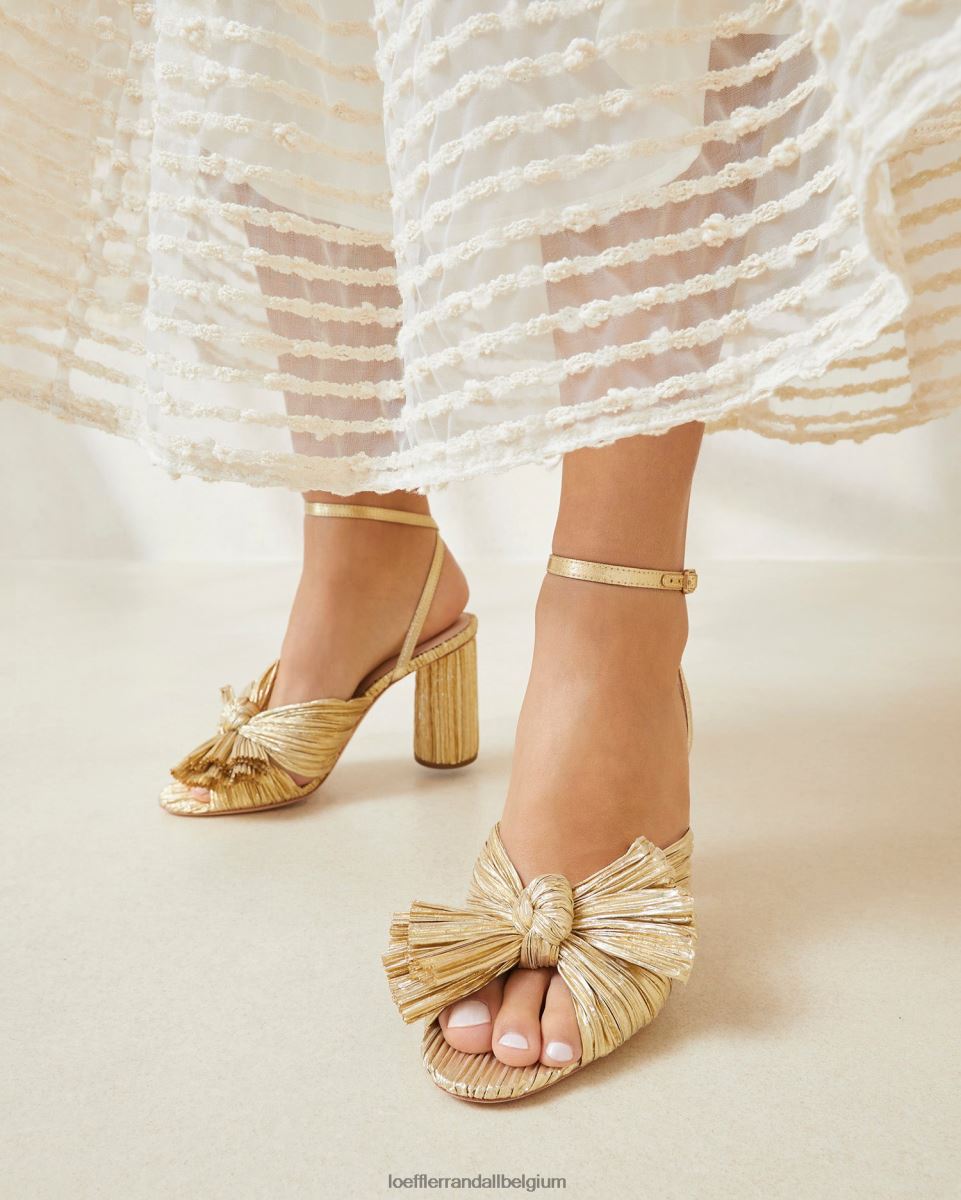 chaussures Loeffler Randall talon à nœud plissé camélia or femmes 04V42L5
