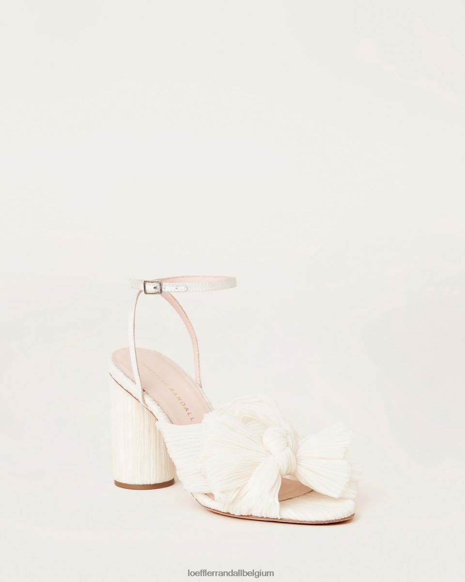 chaussures Loeffler Randall talon à nœud plissé camélia perle végétalienne femmes 04V42L1