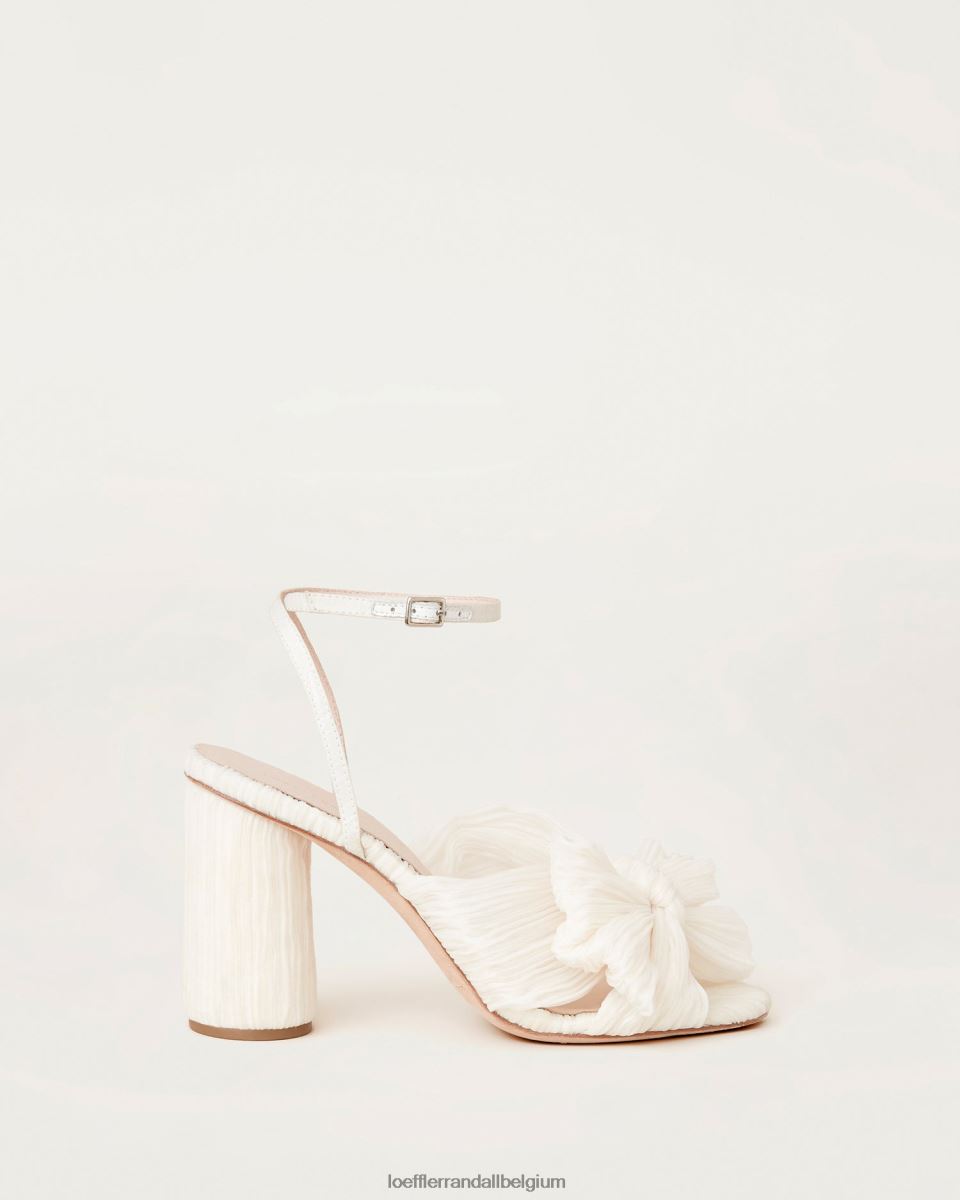 chaussures Loeffler Randall talon à nœud plissé camélia perle végétalienne femmes 04V42L1