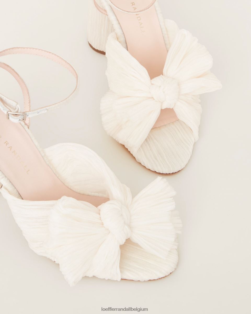 chaussures Loeffler Randall talon à nœud plissé camélia perle végétalienne femmes 04V42L1