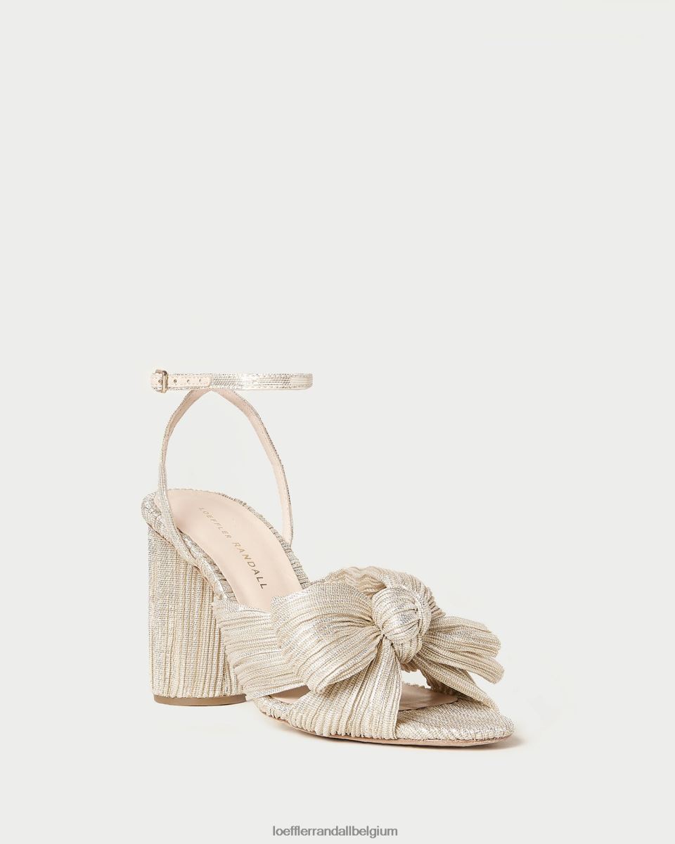 chaussures Loeffler Randall talon à nœud plissé camélia platine femmes 04V42L3