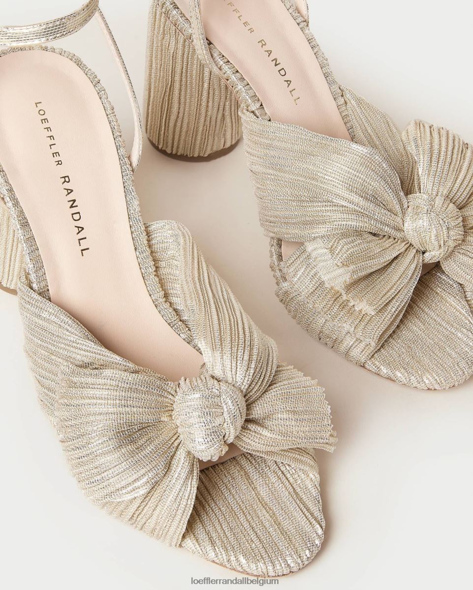chaussures Loeffler Randall talon à nœud plissé camélia platine femmes 04V42L3