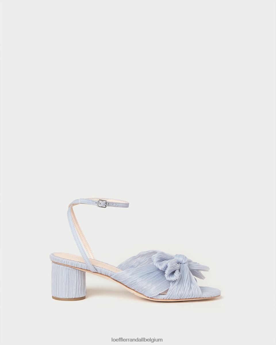chaussures Loeffler Randall talon à nœud plissé dahlia bleu femmes 04V42L4