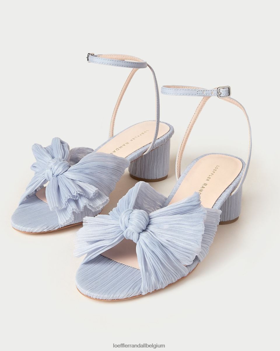 chaussures Loeffler Randall talon à nœud plissé dahlia bleu femmes 04V42L4